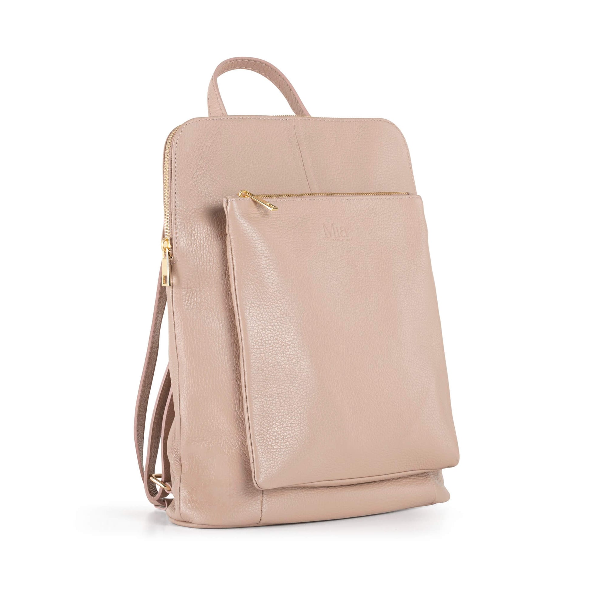 Italian leather backpack and Crossbody bag - SARAH - Nude