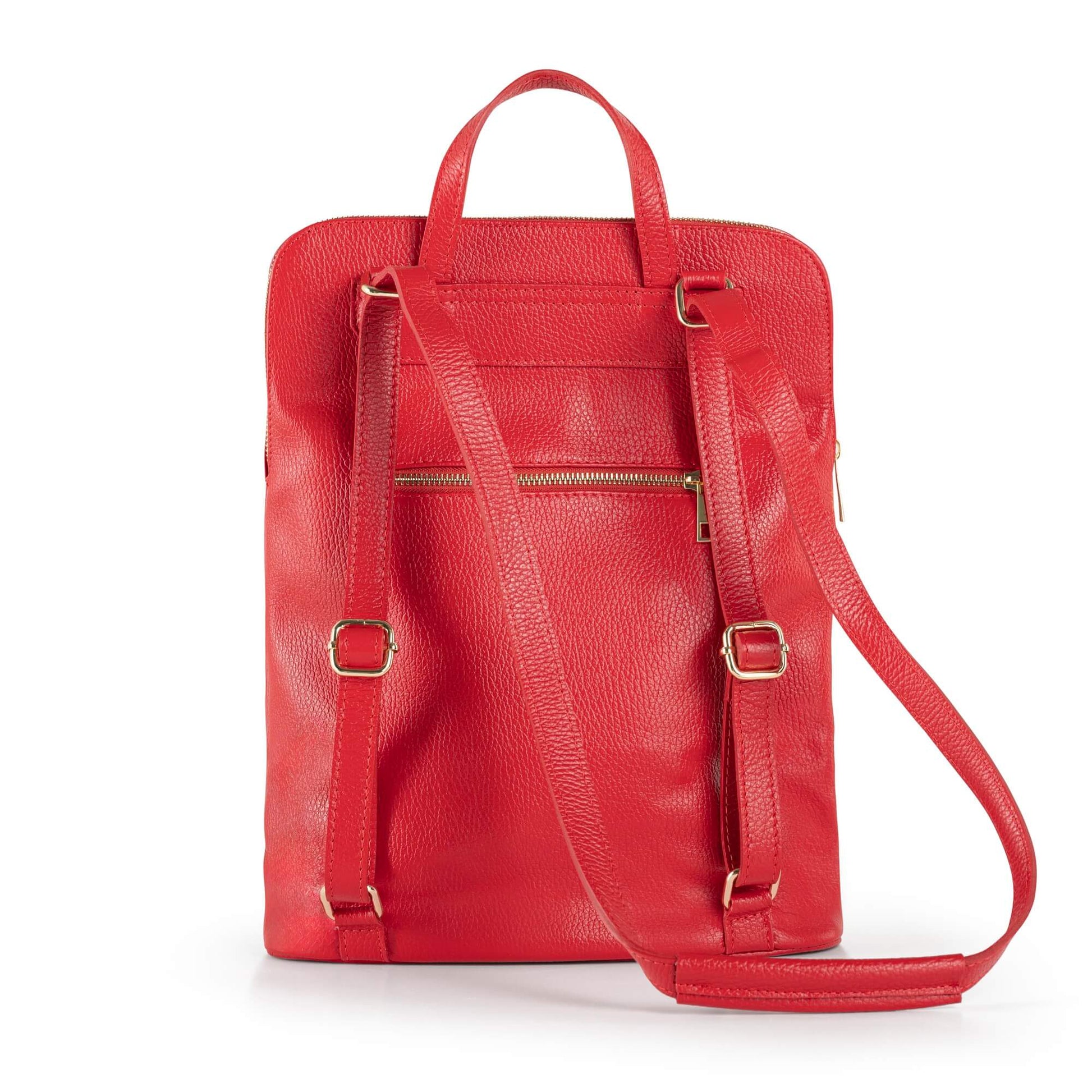 Italian leather Backpack and Crossbody bag - SARAH - Red